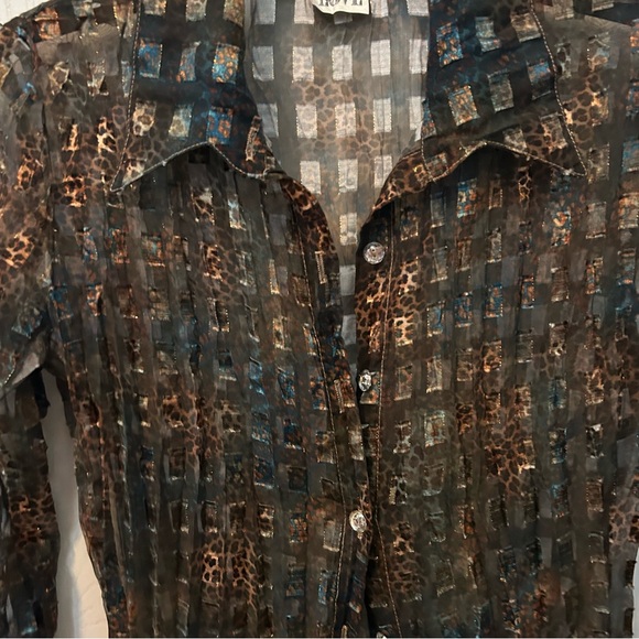Y2K Sheer Animal Print Button Down - Picture 5 of 8